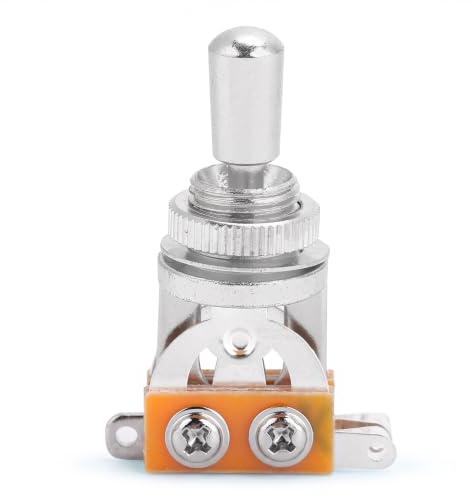 Guitar 3 Way Toggle Switch, Metal Pickup Selector Toggle Switch with Brass Tip Knob for LP Style Electric Guitar (Silver)