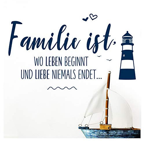 Grandora Wandtattoo Spruch Familie ist, ... I schwarz (BxH) 100 x 58 cm I Selbstklebende Wanddeko Wohnzimmer Flur Fenster Sprüche Zitate Stickers W5558