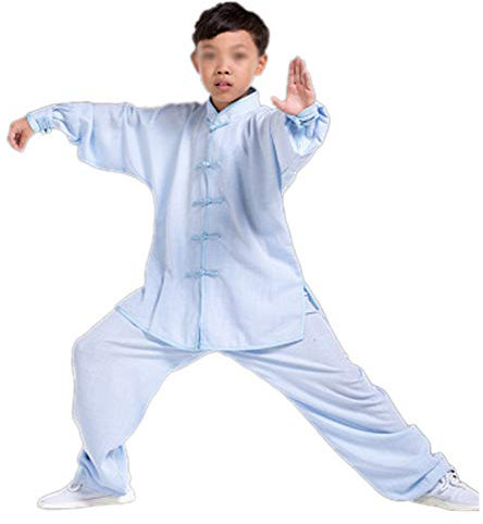 PengGengA Tai-Chi Kleidung Anzug Kampfsport Kung Fu Taiji Qigong Wing Chun Shaolin Wushu Training Uniform Junge Unisex Blau Xs