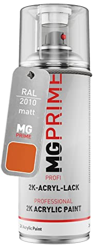 MG PRIME RAL 2010 Signalorange/Signal orange matt 2K Acryl Spraydose Sprühdose 400 ml schnelltrocknend