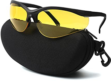 LaneTop Lunettes de tir pour homme et femme, anti-buée ANSI Z87.1 avec coque rigide, protection UV400 pour champ de tir, verres jaunes