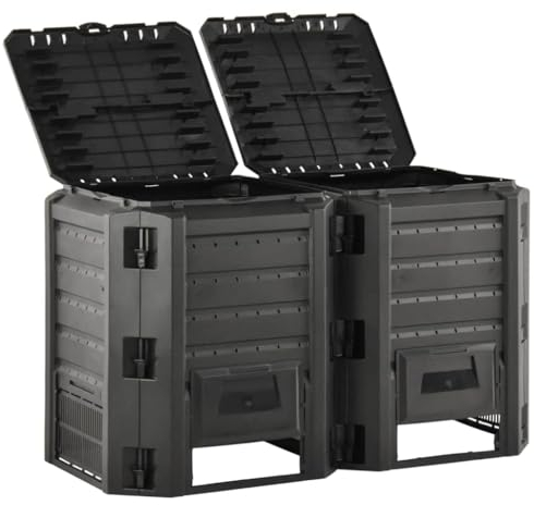 vidaXL Gartenkomposter Witterungsbeständig Komposter Thermokomposter Schnellkomposter Kompostbehälter Kompost Behälter Schwarz 800L