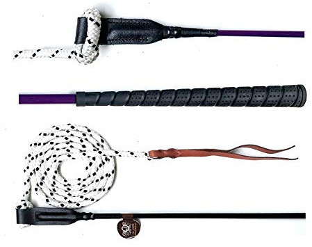 JA Horse JA0035 Pferd Kontaktstock mit Seil für die Training Bodenarbeit 100/120 cm, Bodenarbeitstick Reitstick Pferdestick Longiergerte Finesse-Stick Carrot Stick Horsemanship Stick (100 cm, lila)