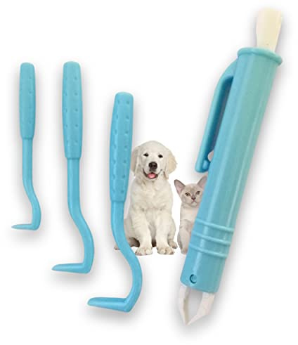 AMIOSIS Tire Tique Pince a Tique et Crochets Anti tiques pour Chat Chien Humain. Tick Remover Produit à Tique, Antiparasitaire Retire/enlève/supprime/Attrape parasites, Kit de Crochet 4 pcs 3 Tailles