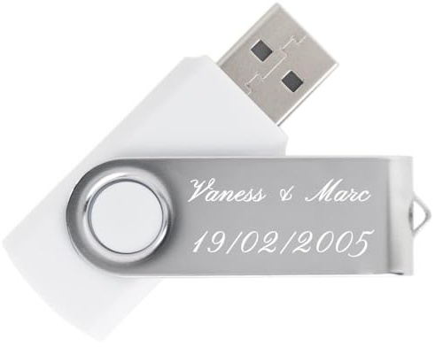 Clé USB personnalisée 16 Go gravée – Modèle Twister Blanc avec Texte à Graver – Cadeau Pratique et Original