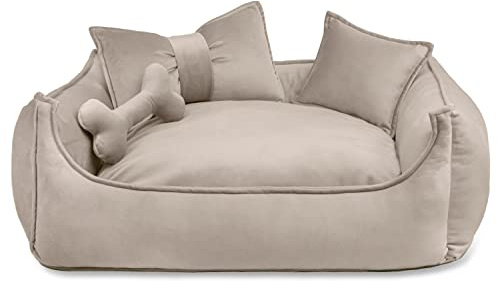 Nelke Europe Högkvalitativ hundsoffa beige hundsoffa i Scandynavian stil hundbädd för medelstora hundar och små, M