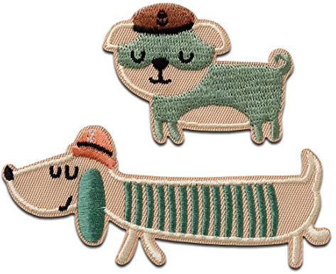 Mono Quick Hunde Maritim 2 Stück Tier - Aufnäher, Bügelbild, Aufbügler, Applikationen, Patches, Flicken, zum aufbügeln, Größe: 4 x 9,4 cm