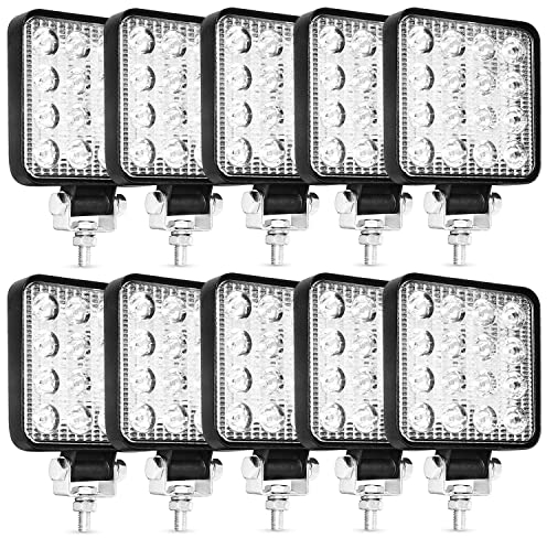 Kalienpie Led arbeitsscheinwerfer 12v Aluminium abs 48W 16 led 6500K 10.5 cm 4.21 arbeitsscheinwerfer led 12v led arbeitsscheinwerfer 12 volt arbeitsscheinwerfer led 12v traktor (10 Stück)