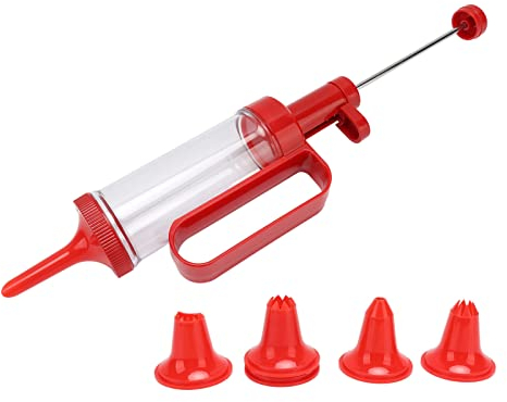 Siringa da pasticceria professionale in acciaio inossidabile Pasticceria Pressa Guarnire Siringa Biscotti Press Gun Kit Tubo trasparente Food Grade Maker Press Machine Rosso