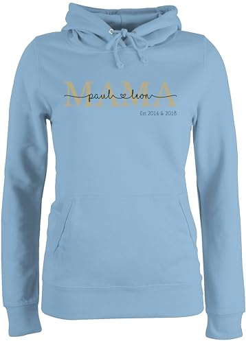 Geschenk mit Namen personalisiert by Shirtracer - Pullover Damen Hoodie Frauen - Mama mit Namen Kinder est I Geschenk Mama Muttertag I Mutti Geschenkidee Mom I Mum Geburtstag I Weihnachten