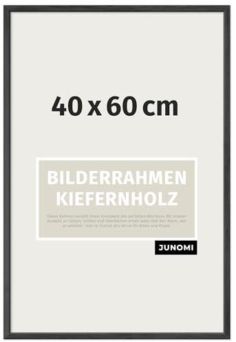 JUNOMI® Bilderrahmen 40x60 cm Holz | Farbe Schwarz | Posterrahmen