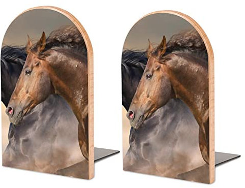 Packung Mit 2 Buchstützen Pferd Rutschfester Bücherständer Aus Holz Bücherregal Bücherhalter Für Home Desk Office Library