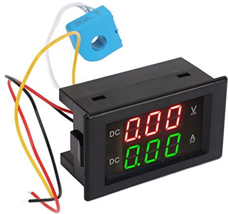 Tensione Amperometro Corrente, 2 in 1 Volt Amp Meter 600V Tester 20A Doppio Display Digitale LED Voltmetro Calibro per Auto Moto