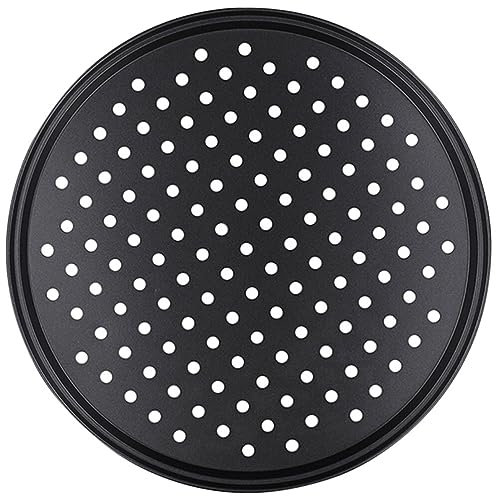 Kichvoe Teglia Per Pizza Rotonda Al Carbonio Antiaderente e Microforata Per Forno e Cucina Domestica Facile Da Pulire e Riscaldare Uniformemente