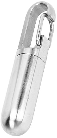 SUNGOOYUE Taschen-Pillendose mit Schlüsselanhänger, Tragbarer Wasserdichter Einzelkammer-Pillenbehälter aus Edelstahl, Kleine Flasche für Outdoor-Camping-Reisen