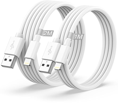 Cavo iPhone Originale Apple Certificato MFi, Cavo Lightning 1M+2M 2Pack, Cavetto iPhone Cavi Ricarica i-Phone Cavi Caricatore Phone Filo Cavi USB per iPhone 14 13 12 11 Pro Max XS XR X 8 7 6 5 SE iPad