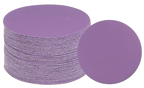 uxcell 50 discos de lija de grano 2000, color morado, papel de lija circular de 3 pulgadas, papel de lija profesional, pulido en seco y húmedo para paneles de yeso de madera y metal