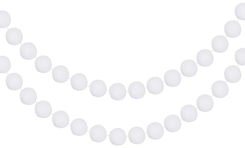QUARKZMAN 2Stk Filz Kugel Girlande Weiß Pom Pom Girlanden Handkugeln 8.2Ft Lang 24 Kugeln Party Banner Dekor für Weihnachten Geburtstag Party Dekoration