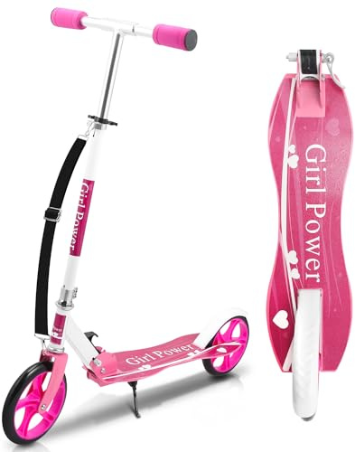 Jopassy Roller Kinder, Scooter klappbar und Höhenverstellbar Kinder Roller für Kinder ab 5, Scooter Kinder bis zu 100kg Tragkraft （Rosa）