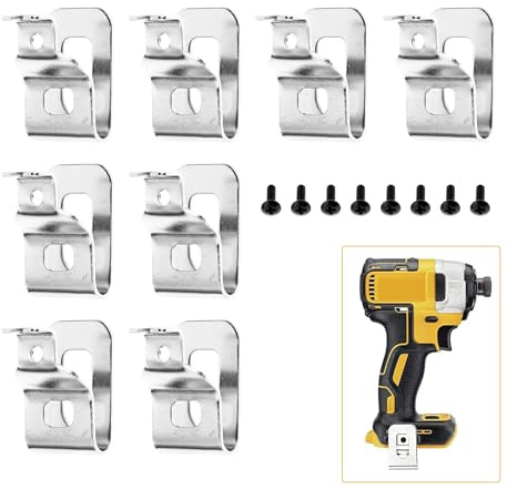 Yetaha 8PCS Electric Drill Belt Clip for Dewalt Part Number N268241 | Cordless Power Clip Belt with 8 Screws, Drill Clips Compatible with Dewalt 20V/18V MAX Tools DCD785C2 DCD980 DCD985