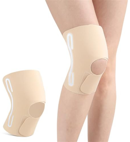 seaNpem Knee Brace with Side Stabilizers, Thin Knee Support Brace Adjustable Knee Compression Sleeve for Women, 1 Pcs (Beige)