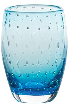 Zafferano Bolicante - Juego de 6 piezas de cristal hecho a mano, diseño de burbujas de aire, color aguamarina