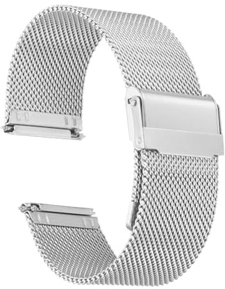 QUARKZMAN Uhrenarmband Mesh Edelstahl mm Ersatz Metall Armband Edelstahlarmband mit Schnellverschluss Uhrenarmbänder Ersatzband Verstellbarer Gütelschnalle für Damen Herren,