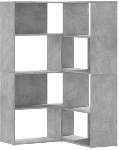 vidaXL Eck-Bücherregal 4 Böden Betongrau 85x85x140 cm Holzwerkstoff
