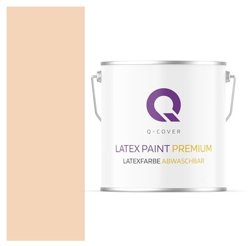 Q-COVER Latexfarbe Abwaschbar 5L (ca.35m2) Hell Pfirsich Farbton Innenfarbe Wandfarbe Deckenfarbe Klasse 2 Mattfarbe Für Allergiker Scheuerfest Geruchlos Frei Von Voc