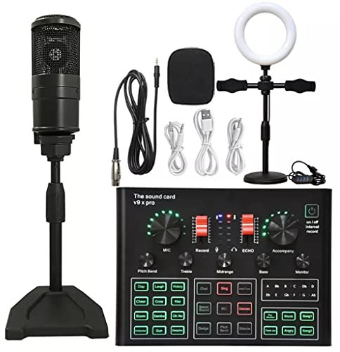 CLLBANT Professional Studio Condenser Microphone Set Microphone Set with Live Sound Card Wireless Bluetooth