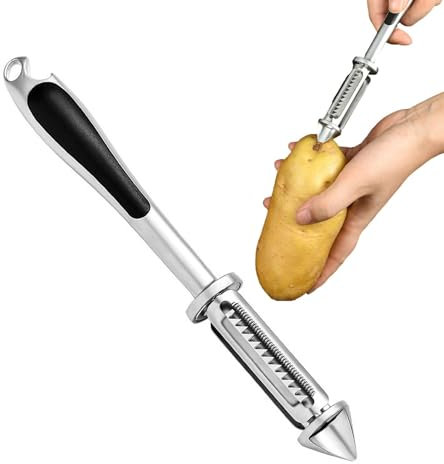 Pelador de verduras para cocina, pelador de verduras multifuncional, pelador de verduras 5 en 1, rallador, pelador y rebanador para cocina con excavadora y abridor de botellas para manzanas