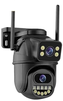 Telecamere per la sicurezza domestica, Telecamera di sorveglianza 4K 8MP, doppio obiettivo, zoom digitale 4X, rilevamento umano AI, telecamere IP PTZ di sicurezza esterna per uso interno, esterno, gia