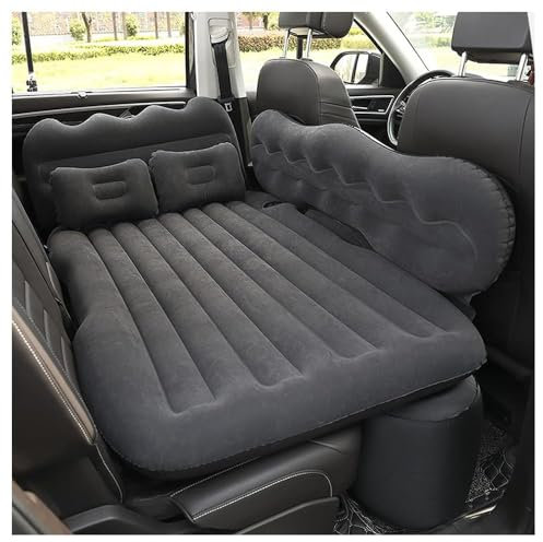 ASKKLP Auto Rücksitz Dickere Luftbett Auto Matratze für Seat Leon (2013-2020), SUV Aufblasbare Matratze, Auto Camping Reisematratze Beflockt Auto Luftmatratze,A/Black