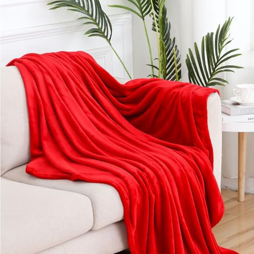 GAIFNAG Kuscheldecke Decke Sofa Strickdecke 130 x 150 cm Extra Weich, Warme Gemütliche, Pflegeleichte Wohndecke Kuscheldecke für Bett Sofa Schlafzimmer Büro Home, Rot
