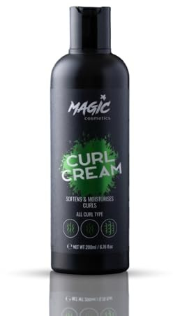 Magic Cosmetics Curl Cream – Defines & Hydrates Curls, Frizz Control, Strong Hold, Adds Shine & Volume – For Wavy, Curly & Coily Hair – Moisturizing Formula, No Harsh Chemicals, 200ml