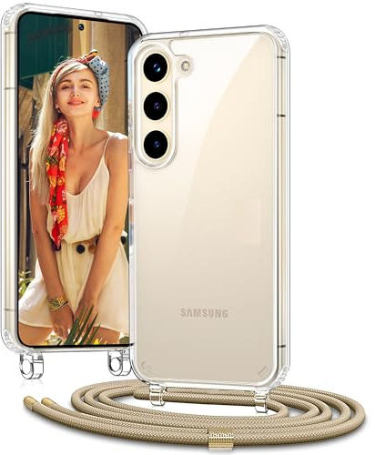 Vaykwo Handykette für Samsung Galaxy A55 / A35 5G Hülle mit Band, Golden | Necklace Handyhülle, Transparente Case zum Umhängen mit Kameraschutz und Bildschirmschutz,
