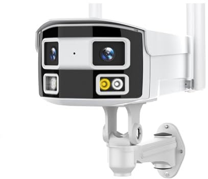 Videocamera Sorveglianza, Telecamera IP 4K 8MP Telecamera di sorveglianza Wi-Fi for esterni con visione ampia a 180 ° Visione notturna a colori a doppia lente da 4MP Protezione di sicurezza CCTV per u