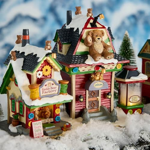 Lemax Teddy Bear Factory, with 4.5V 100Ma Adaptor, Lighted Buildings, #55312