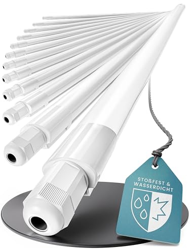 MATO 12x Feuchtraumleuchte LED 120cm - Wasserdicht IP65, 36W, 4320lm - 6500K Kaltweiß - Verknüpfbare Feuchtraumlampe - Wannenleuchte, Kellerleuchte, Garagenlampe, Werkstatt Deckenleuchte Lang