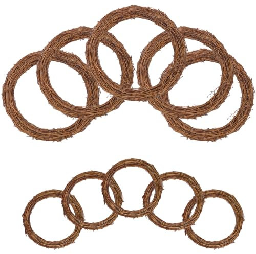 KUKLIPJIM 10 Pcs 12 Inch & 8 inch Natural Grapevine Wreath Set, Hand-Woven Vine Branch Wreaths for DIY Crafts, Home Decorations, Home & Event Styling(5 Pieces per Size)