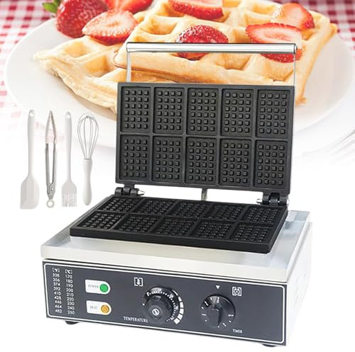 lilishangmao Piastra per Waffle Elettrica Professionale, Piastre Antiaderenti - 1550 W, Riscaldamento Bifacciale, Controllo della Temperatura di Livello Professionale (50-300 °C), per Dessert