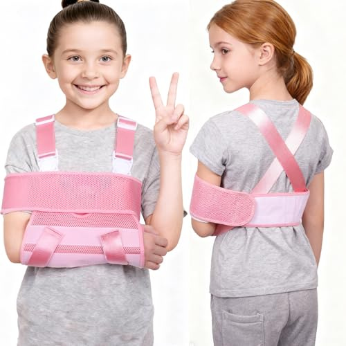 Eslinga de brazo para niña, niño cómoda y suave, correa de sujeción para huesos rotos y hombro fracturadas, inmovilizador ajustable para el pecho, hombro y manguito rotador, fácil de poner y quitar,XS