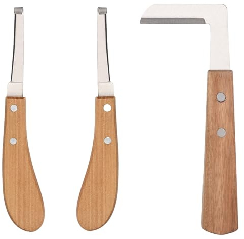 eupdd 3 Piezas Cuchillos para Pezuñas: Cuchillo para Pezuñas de Acero Inoxidable, para caballos, bovinos, Raspador de Pezuñas, para pezuñas con mango ergonómico, Mano izquierda, derecha en forma de L