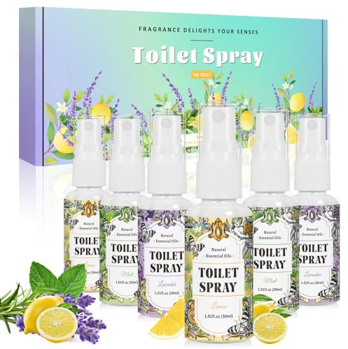 Scent-Hi Spray Ambientador, Bloqueador de Olores WC, Limón, Menta, Lavanda, 30ml x 6 Ambientador Hogar, Frescura duradera, Ideal para Coche, Armario, Aseo