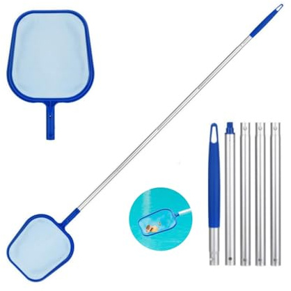 Pool Kescher, 160 cm Lang Poolkescherpool mit Teleskopstange, Feinmaschiges Poolnetz, Pool zubehör für Poolreinigung, Reinigungsset für Spa, Teiche, Whirlpools, Schwimmbad, Teichkescher, Skimmer