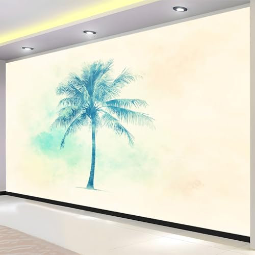 Generico Murales da Parete Premium 3D Arte Minimalista Arte da Parete Straordinaria, Palme Ad Acquerello Carta da Parati Fotografica di Alta Qualità per Soggiorno e Camere da Letto 200 x 140 cm