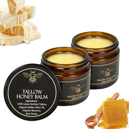 2PCS Bálsamo de Ternera Forrados con Hierba con Miel Cruda, Hidratante Suave y Nutritiva, de Larga Duración, No Pegajosa y Suave para La Piel,Bálsamo Facial Hidratante para Cara Y Cuerpo