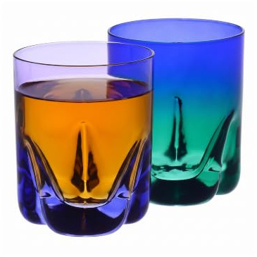 Krosno – Verres à Whisky 250 ml, Lot de 2 – Collection Aurora – Peints à la main – Cristal sans plomb – Pour Bourbon, Rhum et Cocktails – Cadeau – Violet et Bleu Marine