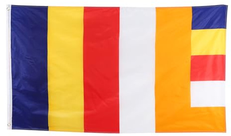 IWOWHERO Bandera Budista de Poliéster Resistente para Exterior Decoración de Templos y Oración Bandera de Cinco Colores para Espacios Interiores Aire