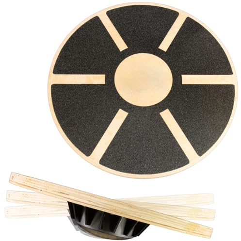 FIXKRAFT Balance Board aus Holz Ø 39,5 cm Gleichgewichtstrainer für Erwachsene Balancebrett Fitness Brett Zuhause Balanceboard 360 Grad Gleichgewichtsboard